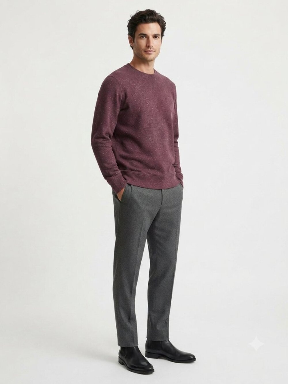 CLUB MONACO MEN'S BURGUNDY CREWNECK SWEATSHIRT SWEATER - M